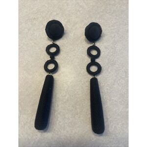HSN Leyla Gans Black Amelie Wrapped Cord Drop Earrings